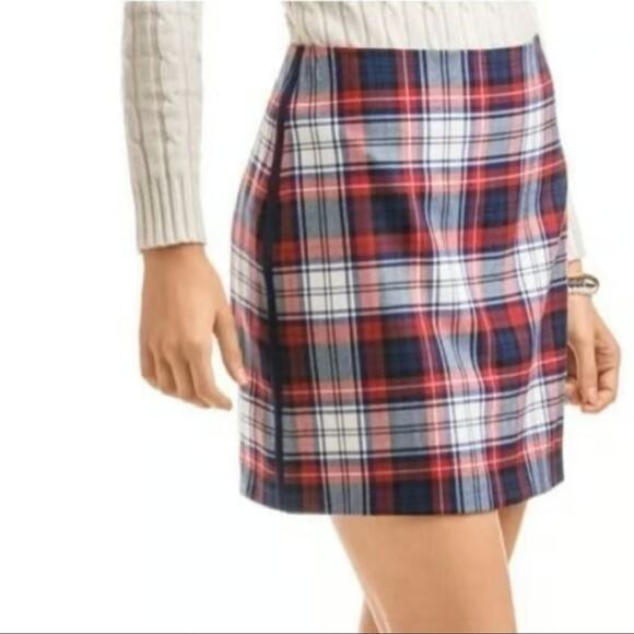 Vineyard Vines Blue Red Wool Plaid School Skirt Size Y16 Wool Academia Preppy - Picture 1 of 5